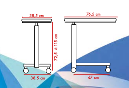 Table de Lit  Blanche - Hauteur variable assistée par vérin -