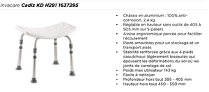 Chaise 2 en 1 ou Tabouret de douche -  CADIZ  - Invacare