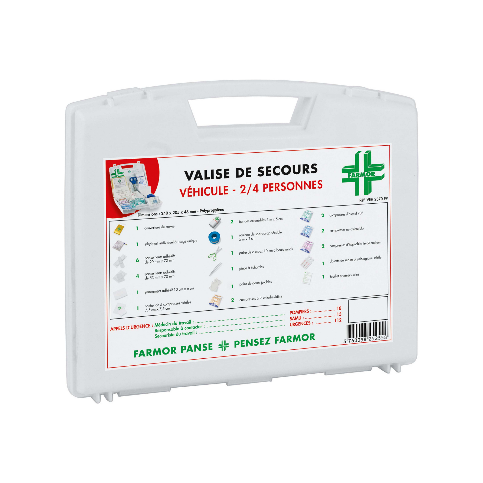 Valise de secours Véhicule - 2 à 4 personnes - Farmor