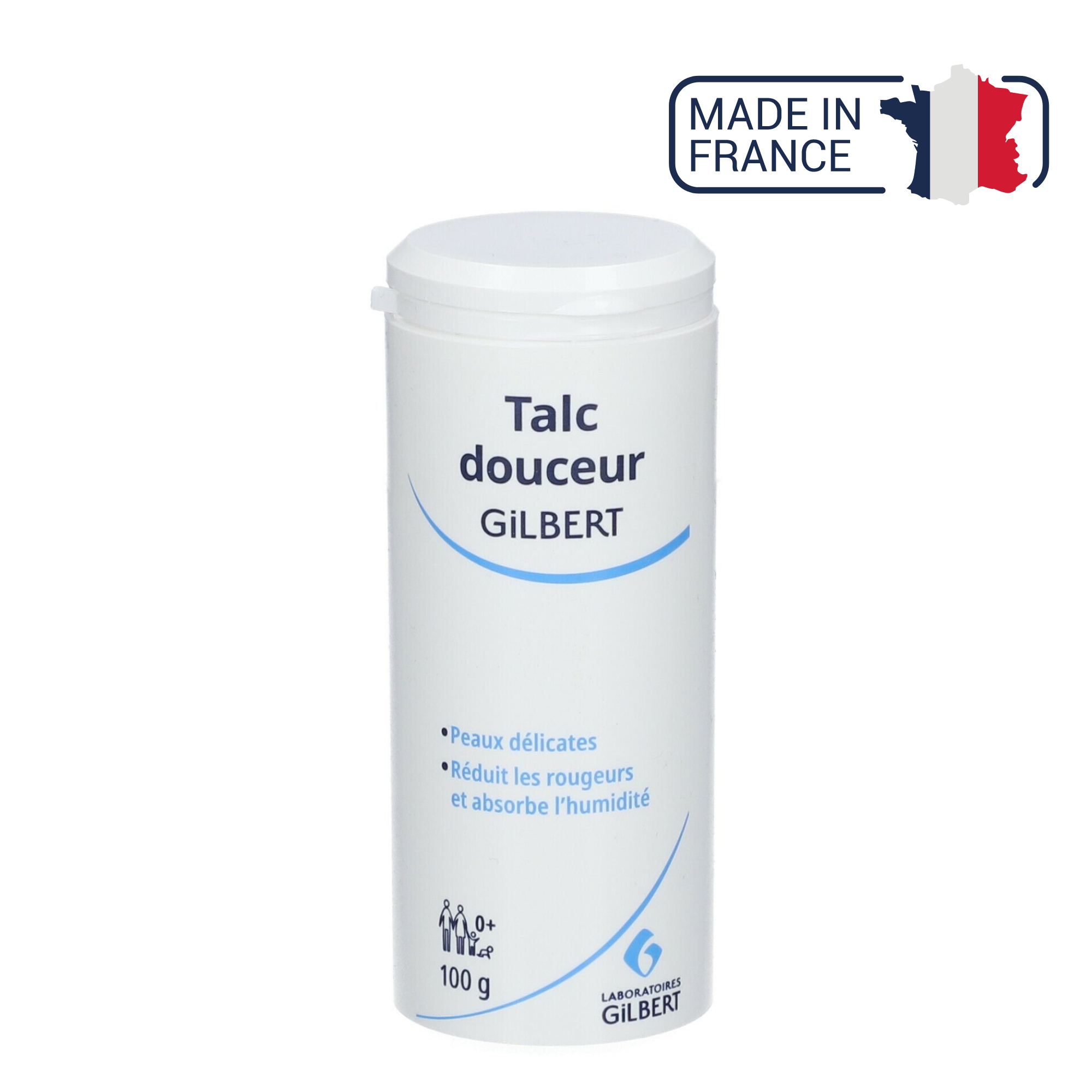 Talc douceur - Réduit les rougeurs et absorbe l'humidité - 100 g - Gilbert