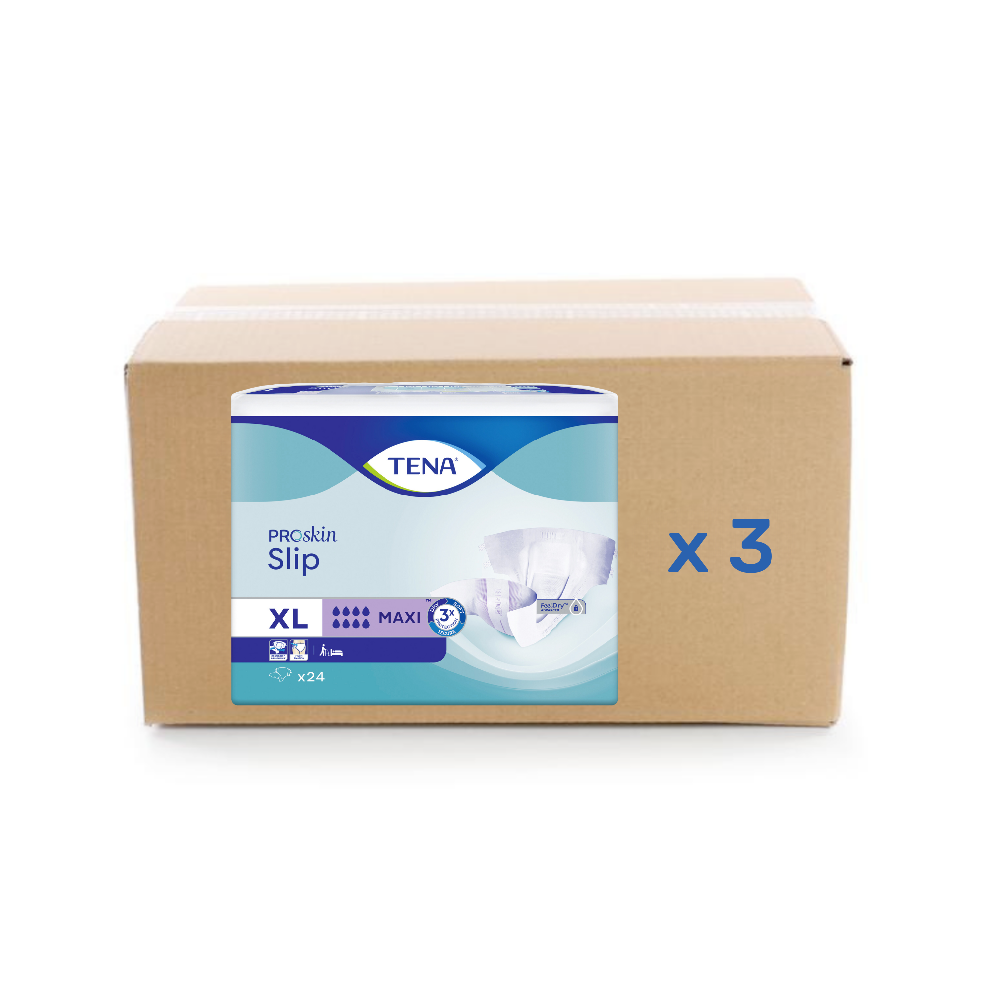 Tena Slip Proskin Maxi - 8 gouttes - XL - carton 3x24U - Tena