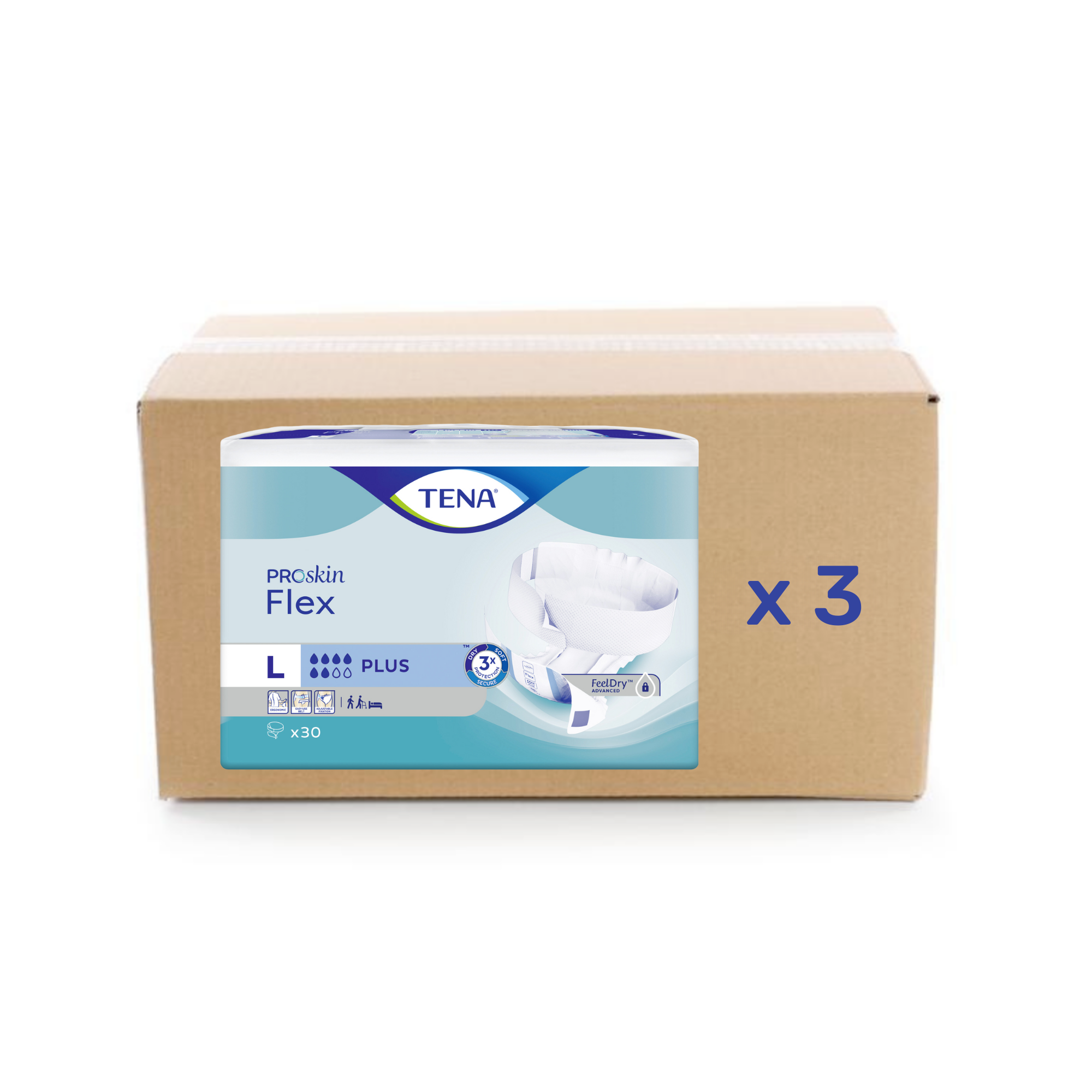 Change Tena Flex Proskin - Plus 6 gouttes - L - carton 3x30U - Tena