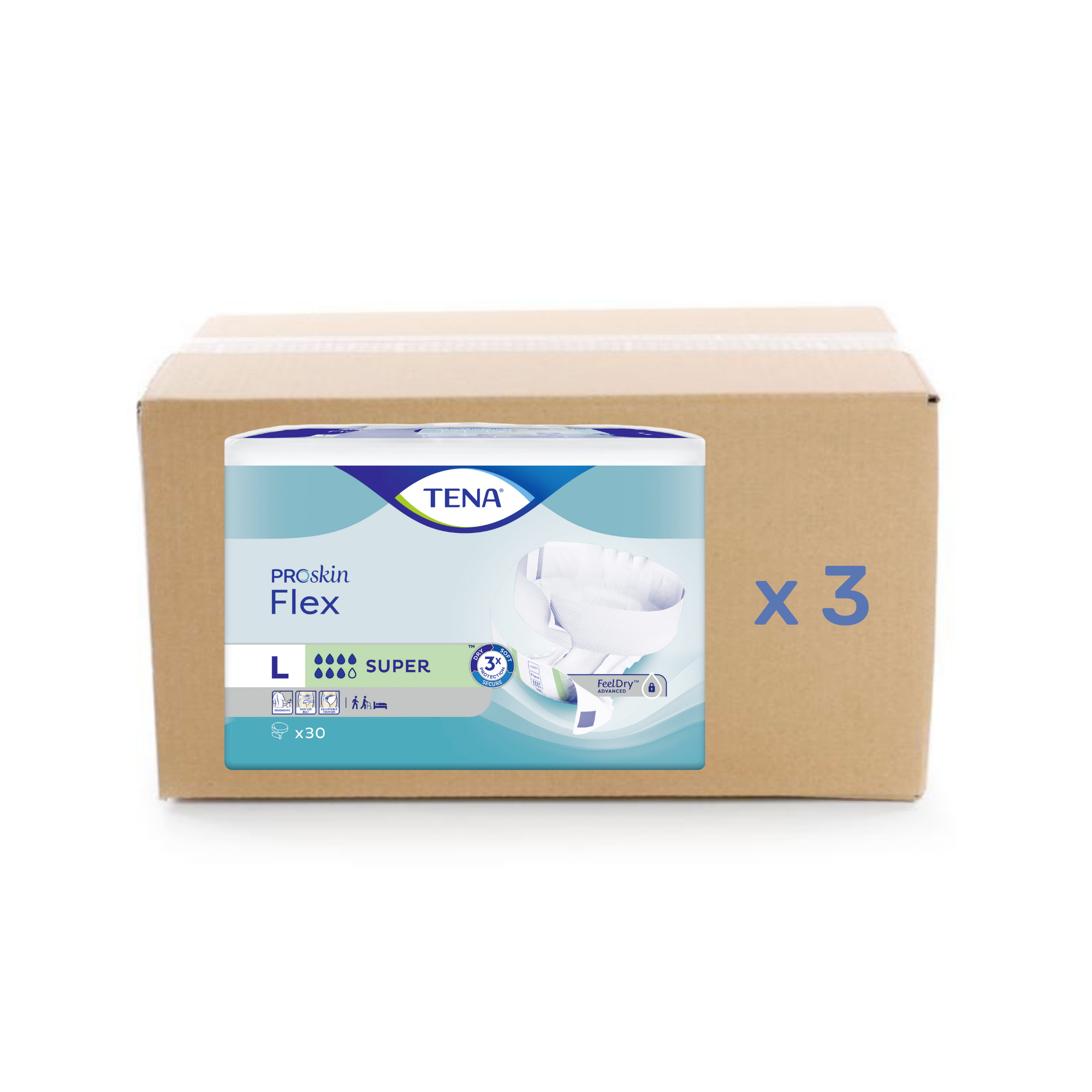 Change Tena Flex Proskin - Super 7 gouttes - L - carton 3x30U - Tena